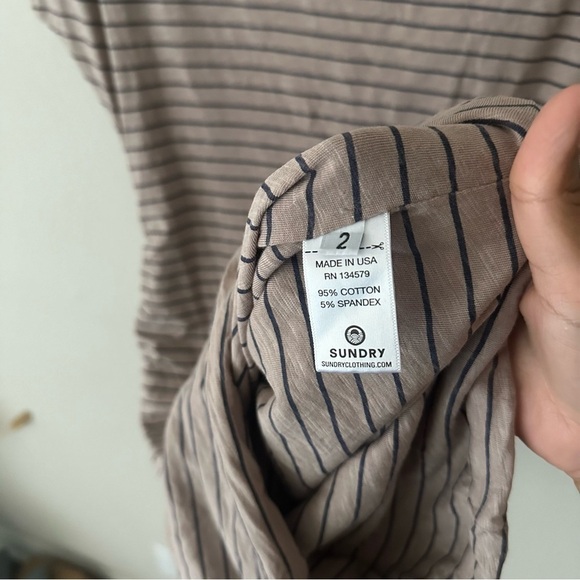 Sundry Ruched Striped T-Shirt Dress Tan Size 2 - Picture 5 of 9